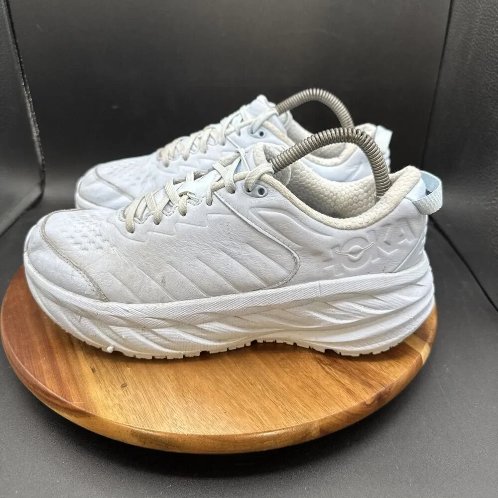 Hoka One One Bondi SR Womens Size 9 Shoes Slip Resistant Soft Toe Blue Leather